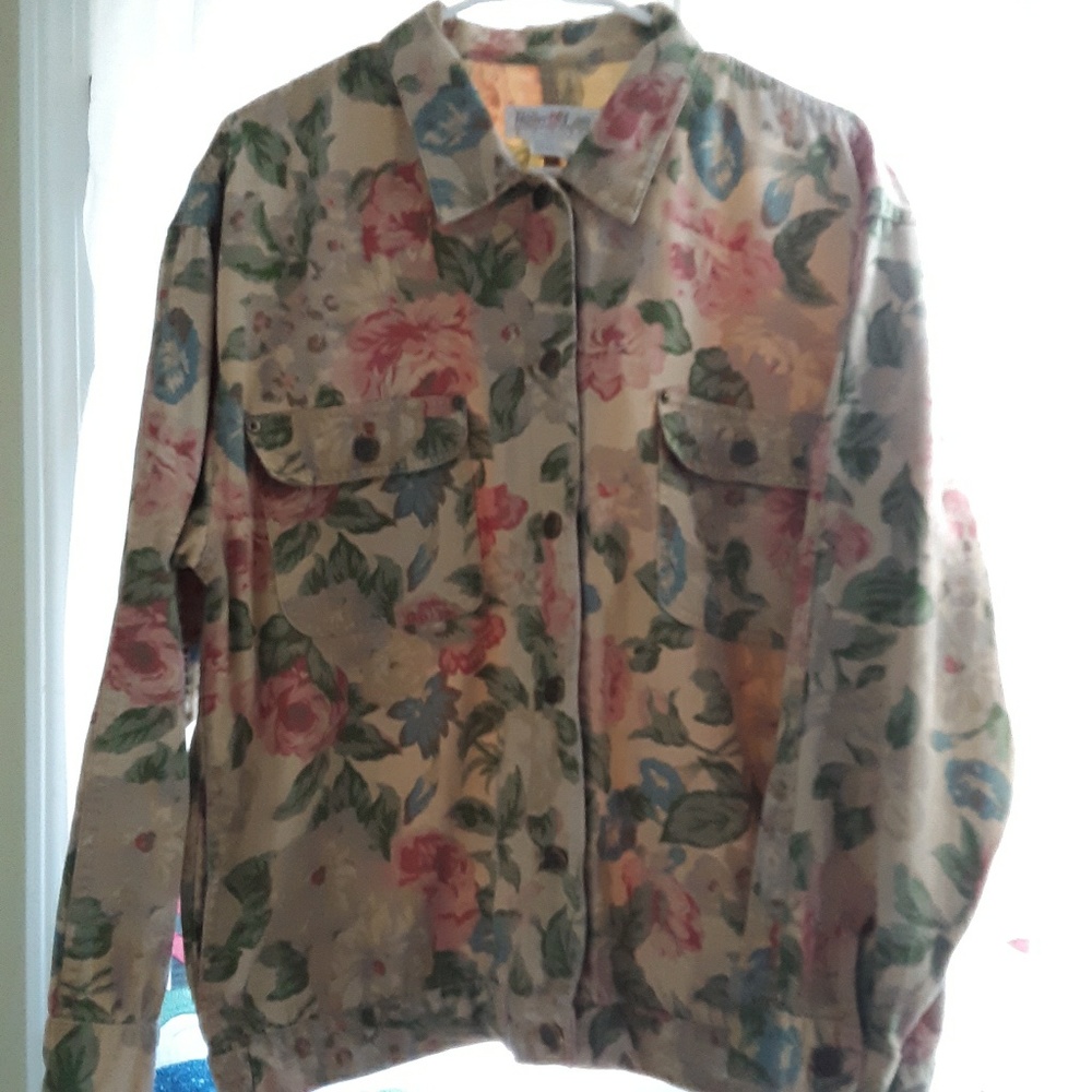 Walker & Lane Sport Floral Denim Jacket Sz. L